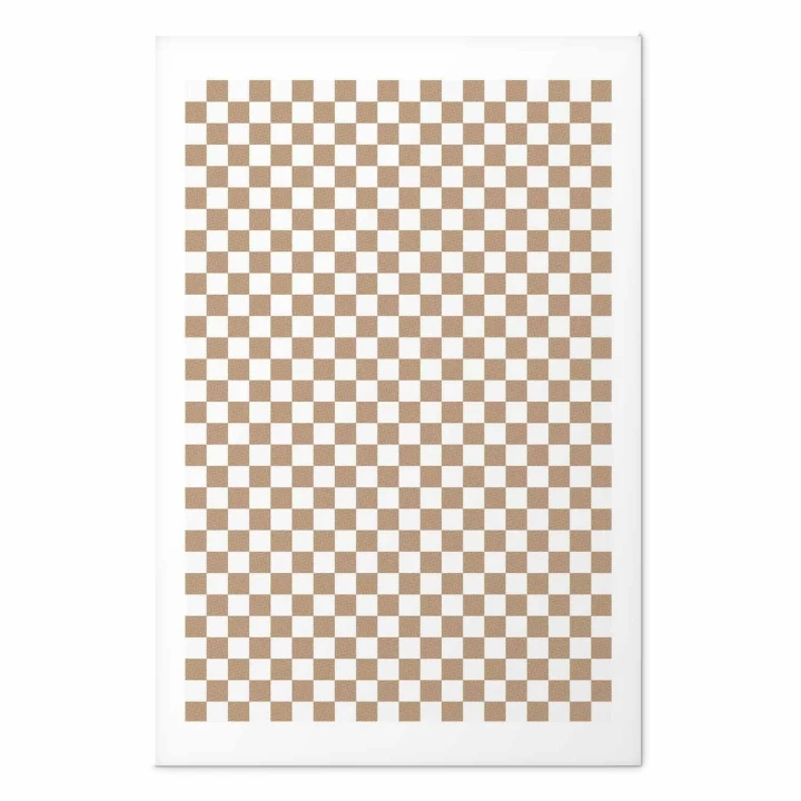 Plakat - Geometria i brązy - szachowy wzór kratki w neutralnych odcieniach
