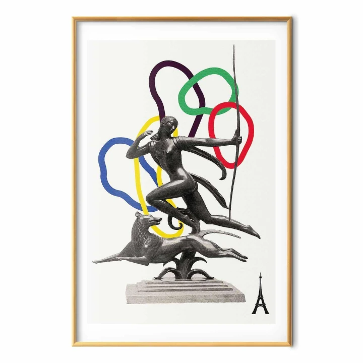 Plakat - Grafika kolaż - kobieta strzelająca z łuku