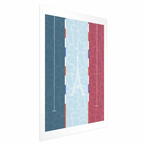 Plakat - Ilustracja basenu na tle flagi Francji