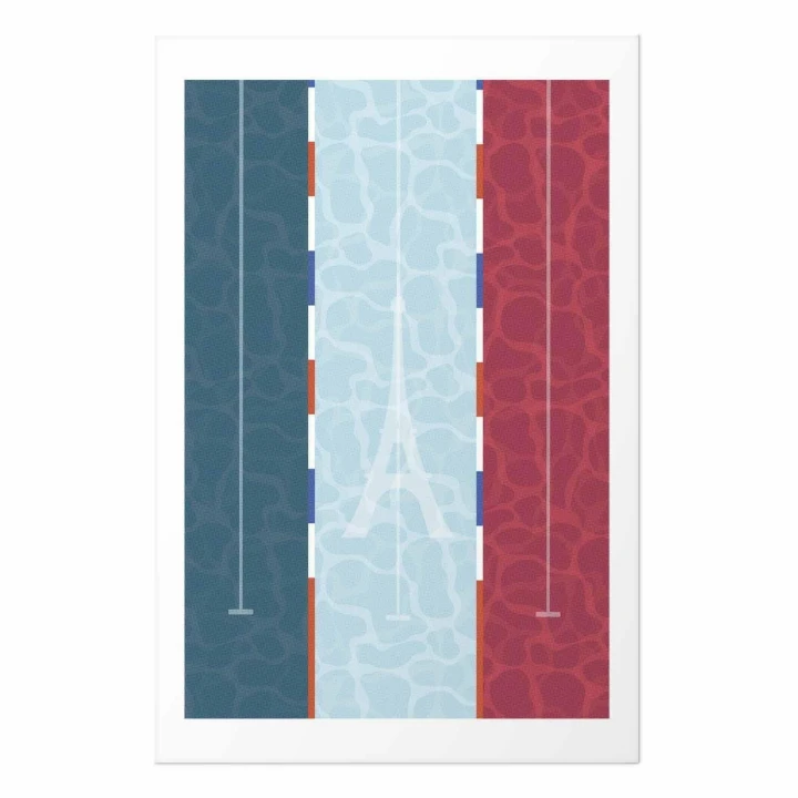 Plakat - Ilustracja basenu na tle flagi Francji
