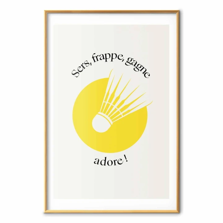 Plakat - Lotka do badmintona na tle żółtego słońca