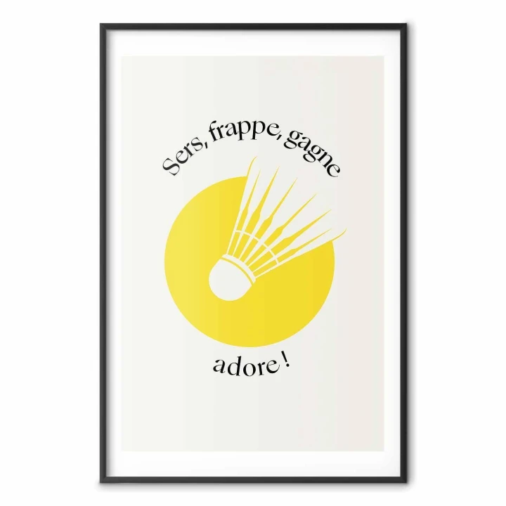Plakat - Lotka do badmintona na tle żółtego słońca