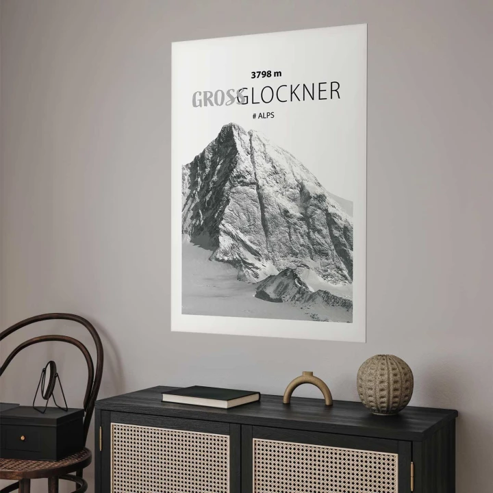 Plakat - Majestatyczny szczyt górski Glosslockner korona gór pejzaż górski