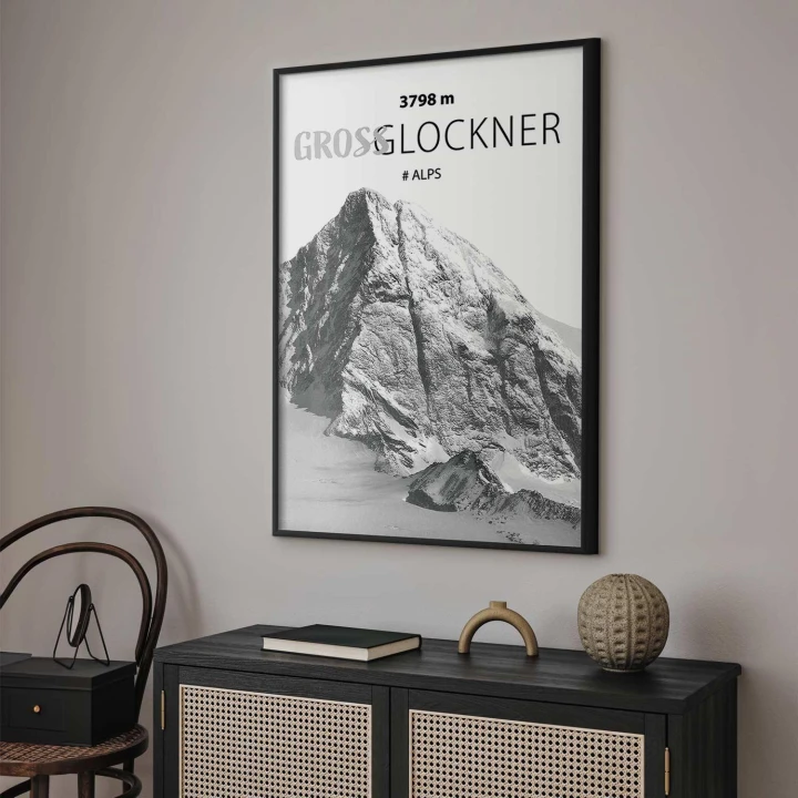 Plakat - Majestatyczny szczyt górski Glosslockner korona gór pejzaż górski
