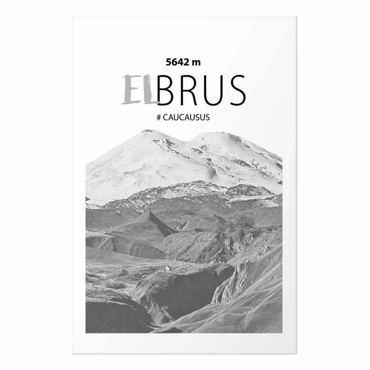 Plakat - Majestatyczny szczyt górski Elbrus korona gór pejzaż górski