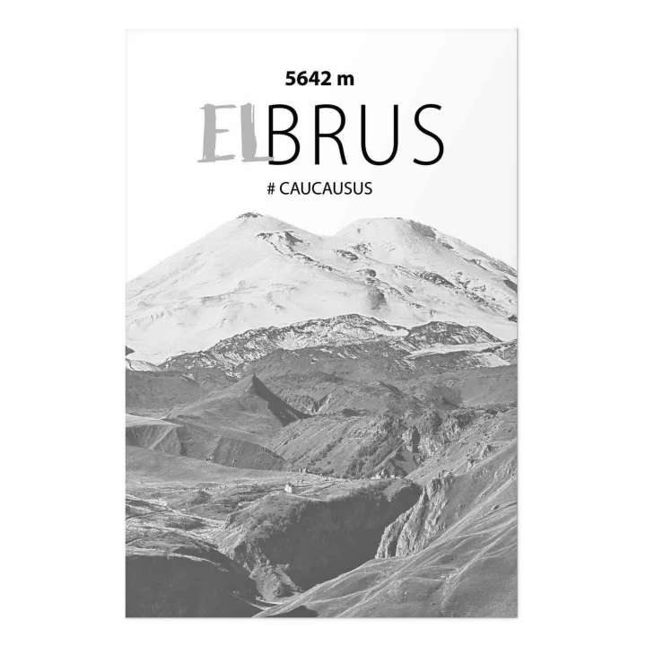 Plakat - Majestatyczny szczyt górski Elbrus korona gór pejzaż górski