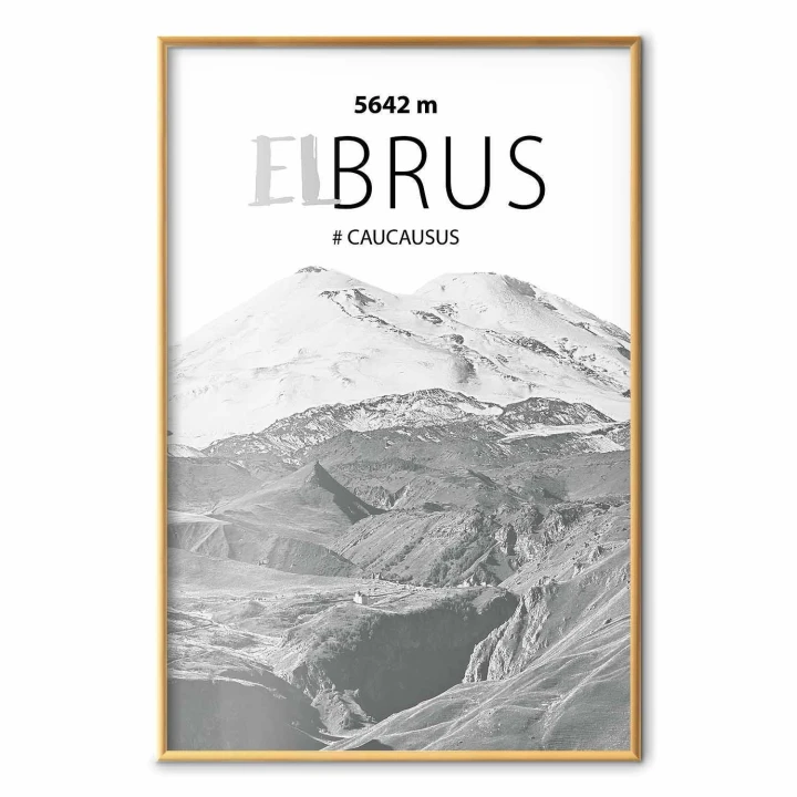 Plakat - Majestatyczny szczyt górski Elbrus korona gór pejzaż górski