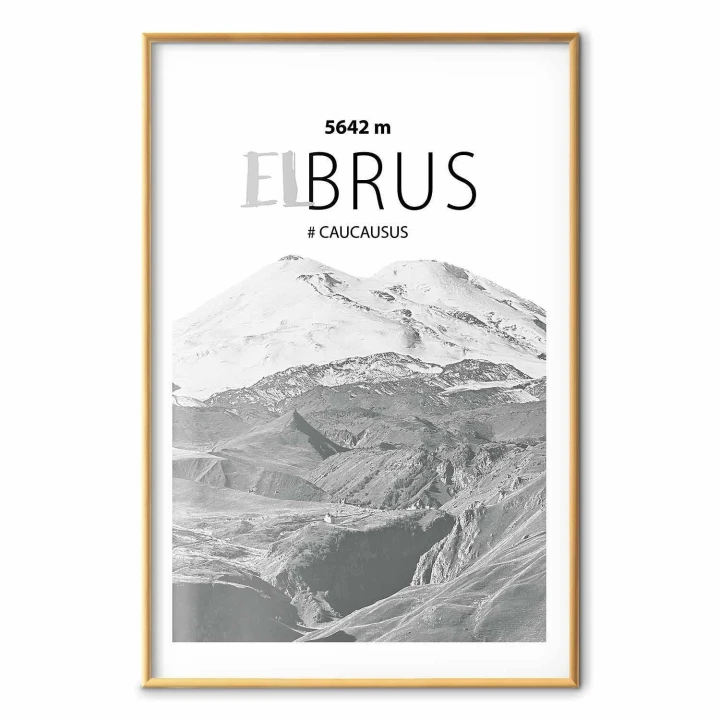 Plakat - Majestatyczny szczyt górski Elbrus korona gór pejzaż górski