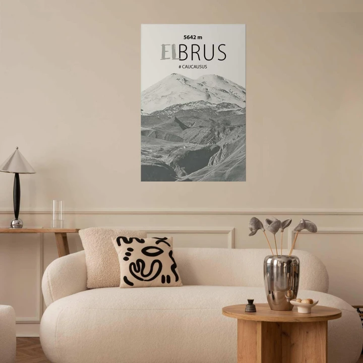 Plakat - Majestatyczny szczyt górski Elbrus korona gór pejzaż górski