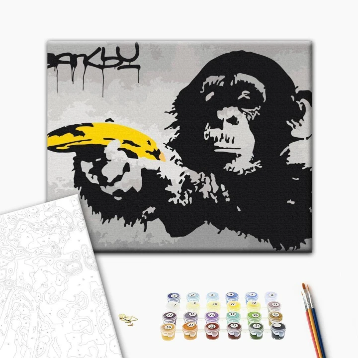 Obraz do samodzielnego malowania - Małpa (Banksy Street Art Graffiti)
