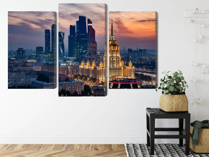 Obraz Wieloczęściowy Widok Z Lotu Ptaka Na Panoramę Moskwy