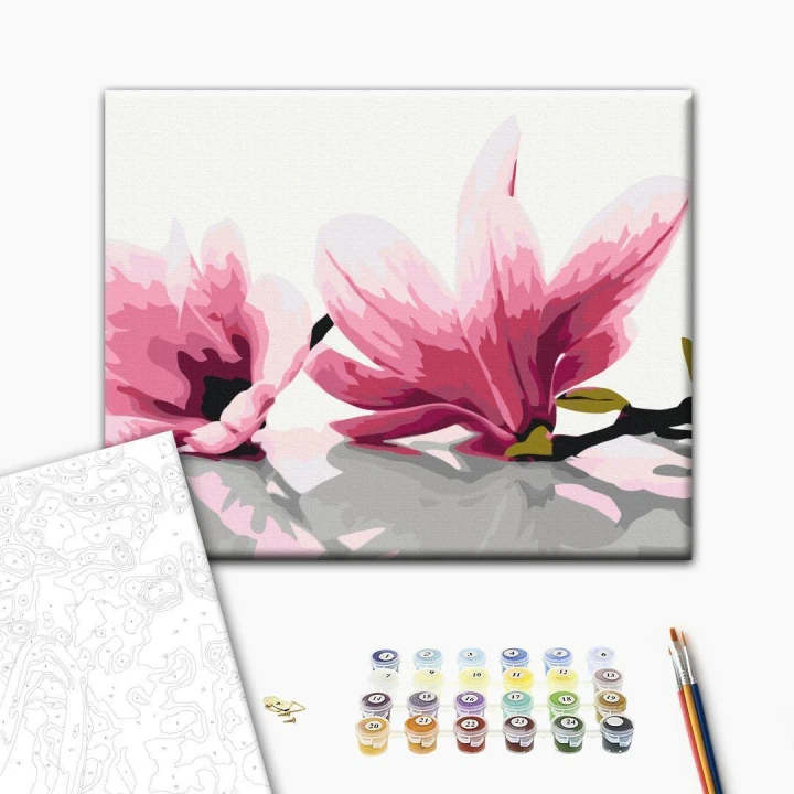 Obraz do samodzielnego malowania - Magnolia (białe tło)