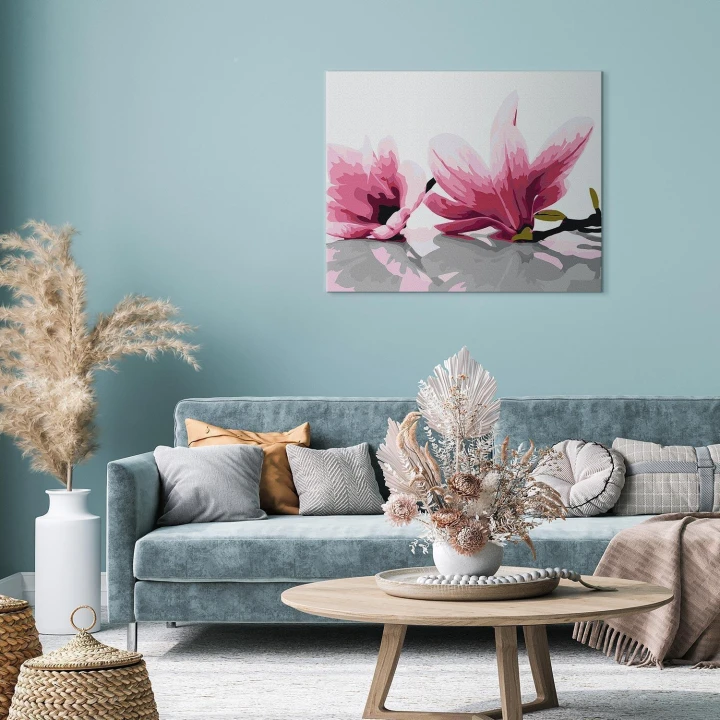 Obraz do samodzielnego malowania - Magnolia (białe tło)