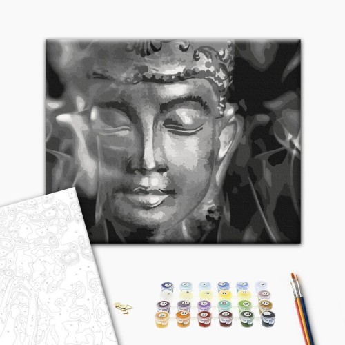 Obraz do samodzielnego malowania - Czarno-biały Budda