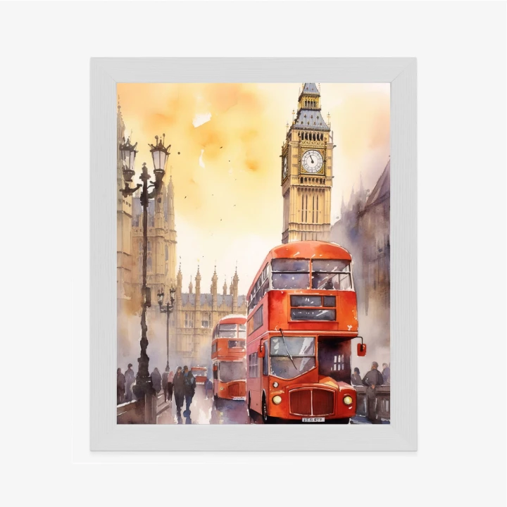 Plakat Autobus I Big Ben W Akwarelowym Londynie