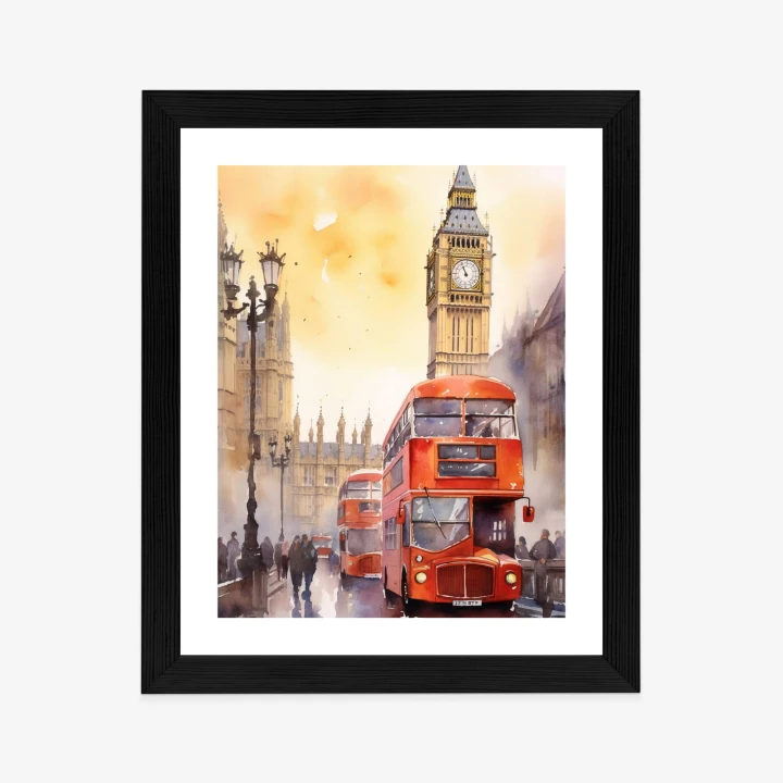 Plakat Autobus I Big Ben W Akwarelowym Londynie