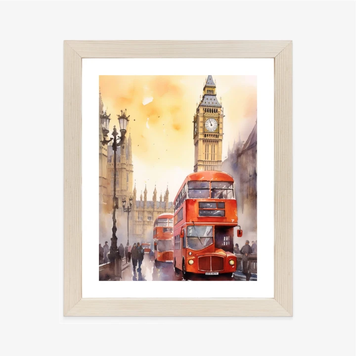 Plakat Autobus I Big Ben W Akwarelowym Londynie