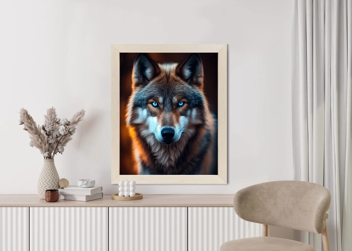 Plakat Wilk Z Groźnymi Niebieskimi Oczami