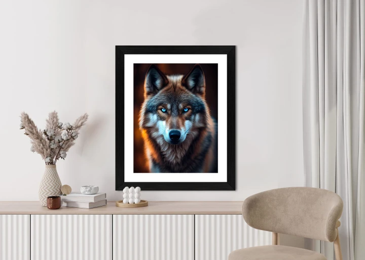 Plakat Wilk Z Groźnymi Niebieskimi Oczami