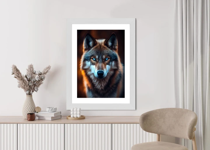 Plakat Wilk Z Groźnymi Niebieskimi Oczami