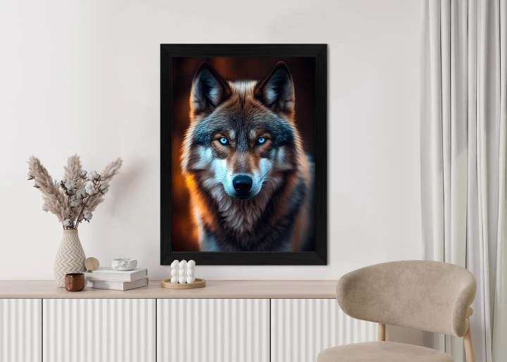 Plakat Wilk Z Groźnymi Niebieskimi Oczami