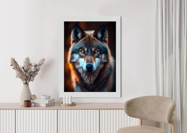 Plakat Wilk Z Groźnymi Niebieskimi Oczami