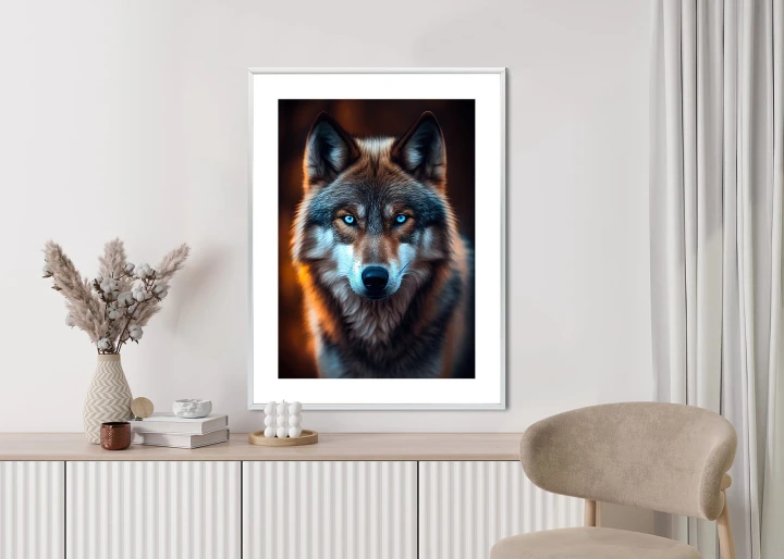 Plakat Wilk Z Groźnymi Niebieskimi Oczami