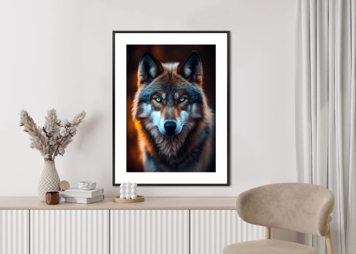 Plakat Wilk Z Groźnymi Niebieskimi Oczami