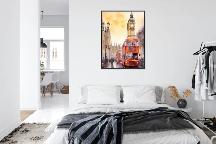 Plakat Autobus I Big Ben W Akwarelowym Londynie