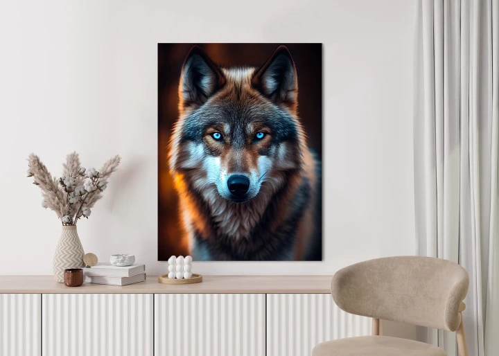 Plakat Wilk Z Groźnymi Niebieskimi Oczami