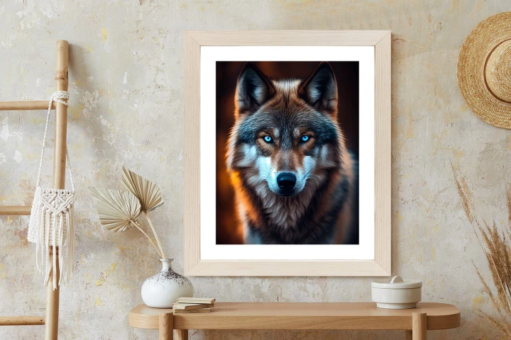 Plakat Wilk Z Groźnymi Niebieskimi Oczami