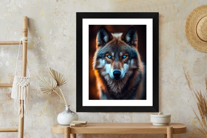 Plakat Wilk Z Groźnymi Niebieskimi Oczami