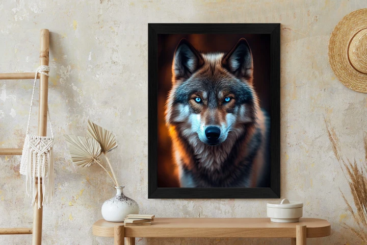 Plakat Wilk Z Groźnymi Niebieskimi Oczami