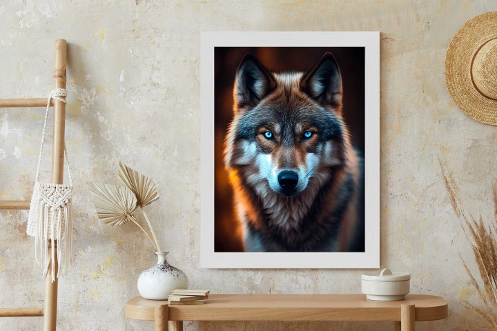 Plakat Wilk Z Groźnymi Niebieskimi Oczami