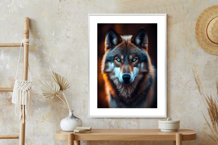 Plakat Wilk Z Groźnymi Niebieskimi Oczami