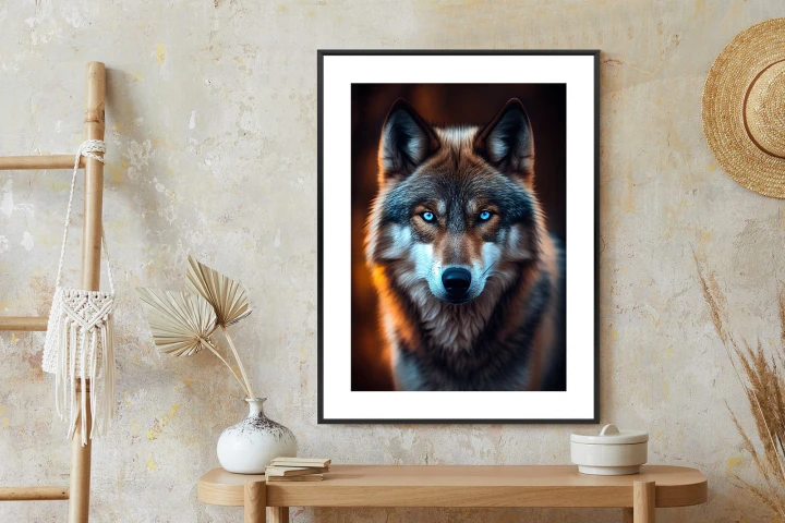 Plakat Wilk Z Groźnymi Niebieskimi Oczami