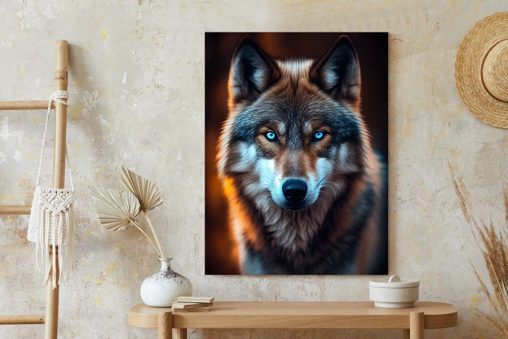 Plakat Wilk Z Groźnymi Niebieskimi Oczami