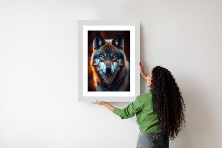 Plakat Wilk Z Groźnymi Niebieskimi Oczami