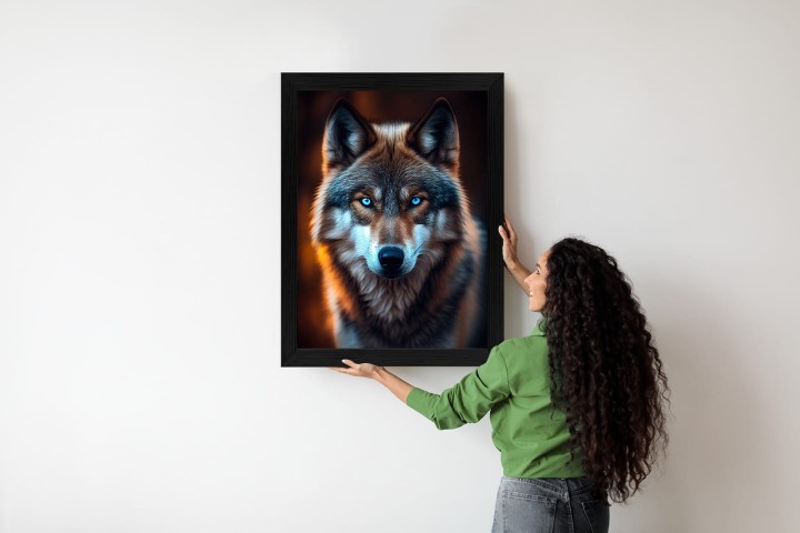 Plakat Wilk Z Groźnymi Niebieskimi Oczami