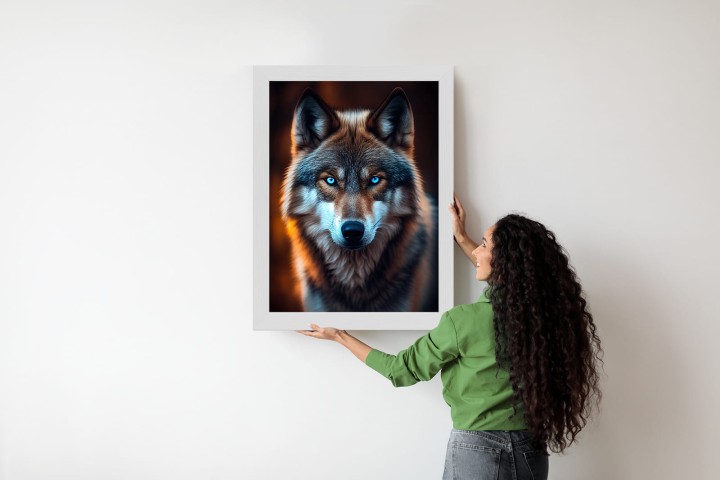 Plakat Wilk Z Groźnymi Niebieskimi Oczami