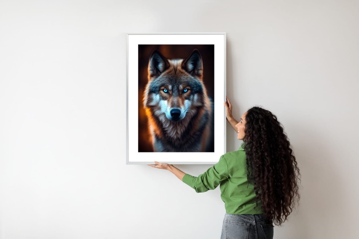 Plakat Wilk Z Groźnymi Niebieskimi Oczami