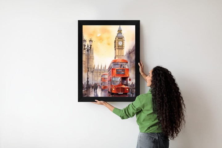 Plakat Autobus I Big Ben W Akwarelowym Londynie