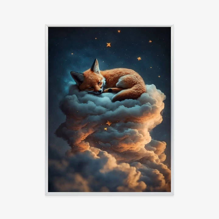 Plakat Śpiący Na Chmurze Lis