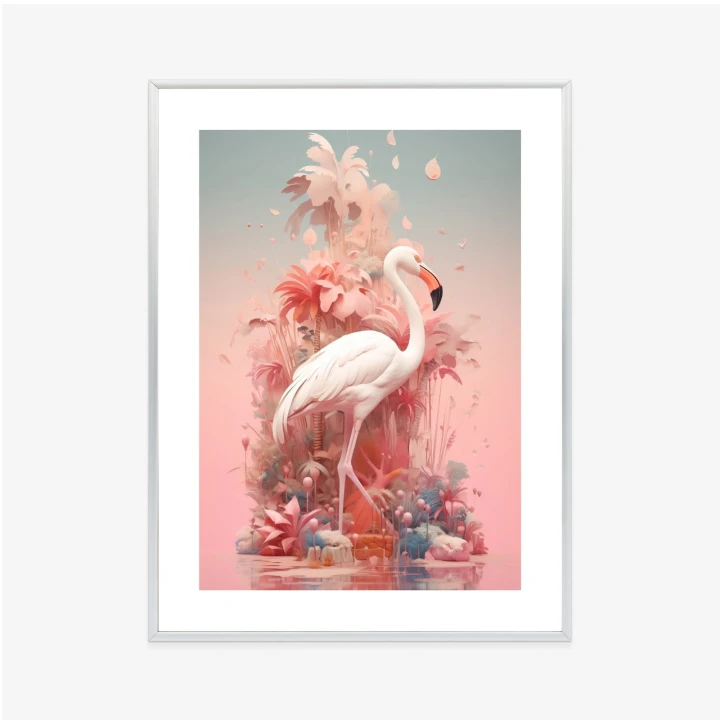 Plakat Surrealistyczna Ilustracja Z Flamingiem