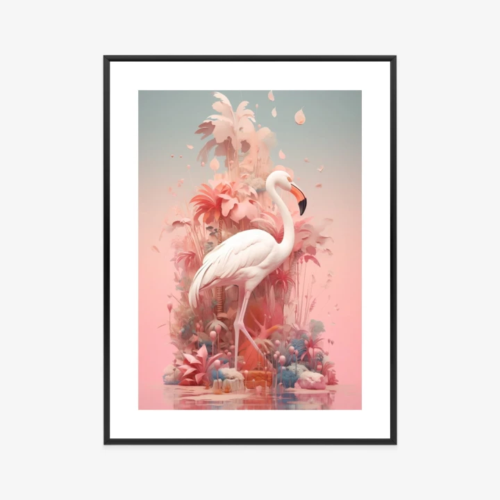 Plakat Surrealistyczna Ilustracja Z Flamingiem