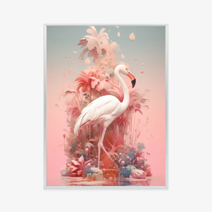 Plakat Surrealistyczna Ilustracja Z Flamingiem