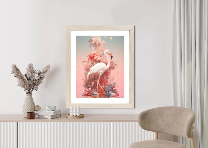 Plakat Surrealistyczna Ilustracja Z Flamingiem