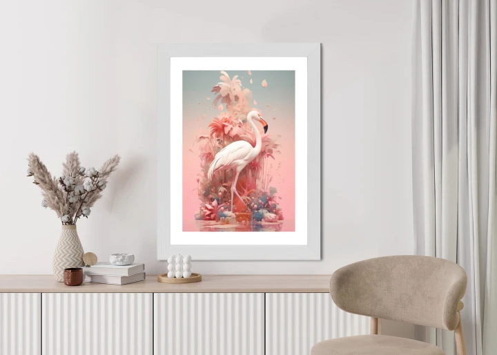 Plakat Surrealistyczna Ilustracja Z Flamingiem