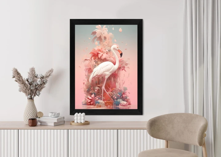 Plakat Surrealistyczna Ilustracja Z Flamingiem