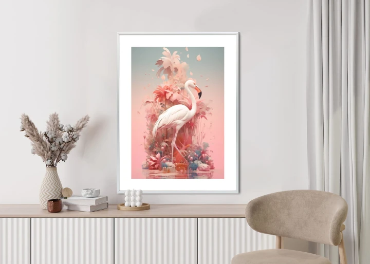Plakat Surrealistyczna Ilustracja Z Flamingiem